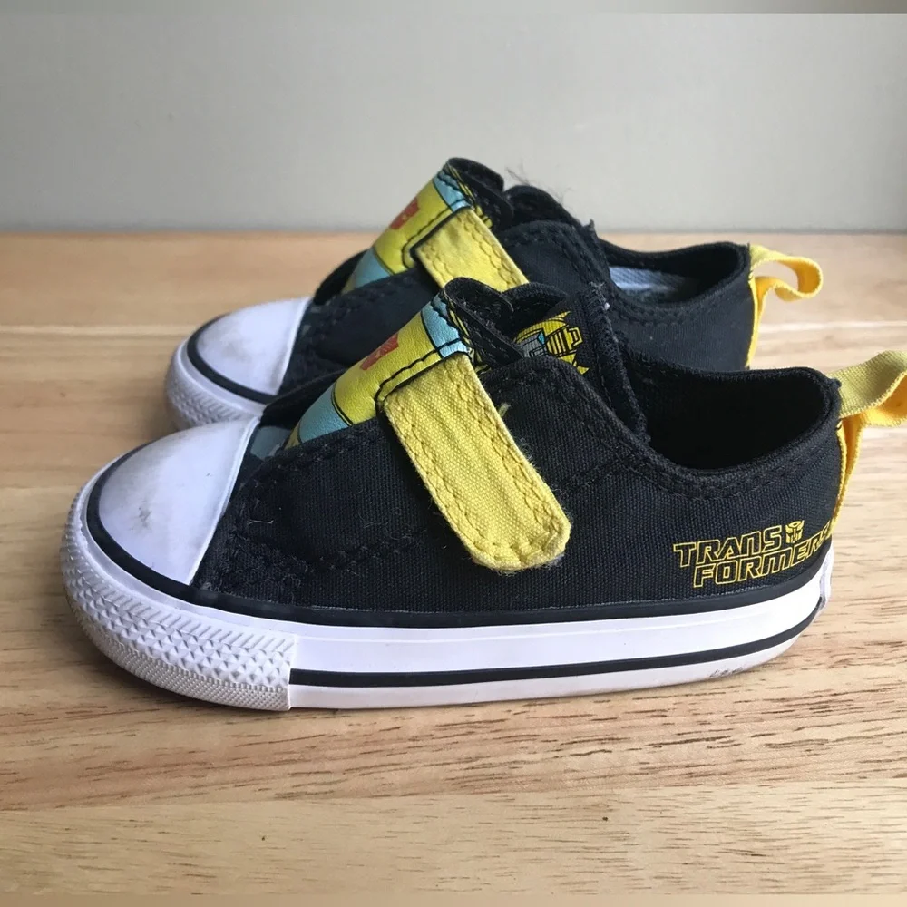 Transformers X Converse Black Yellow Velcro Sneakers Size: US Toddler 5 EUR 21